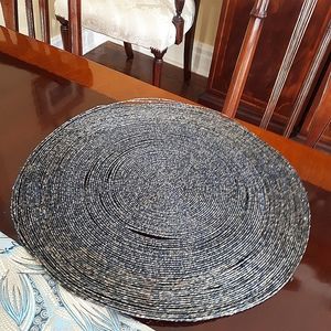Vintage blue beaded 13 1/4 in placemats